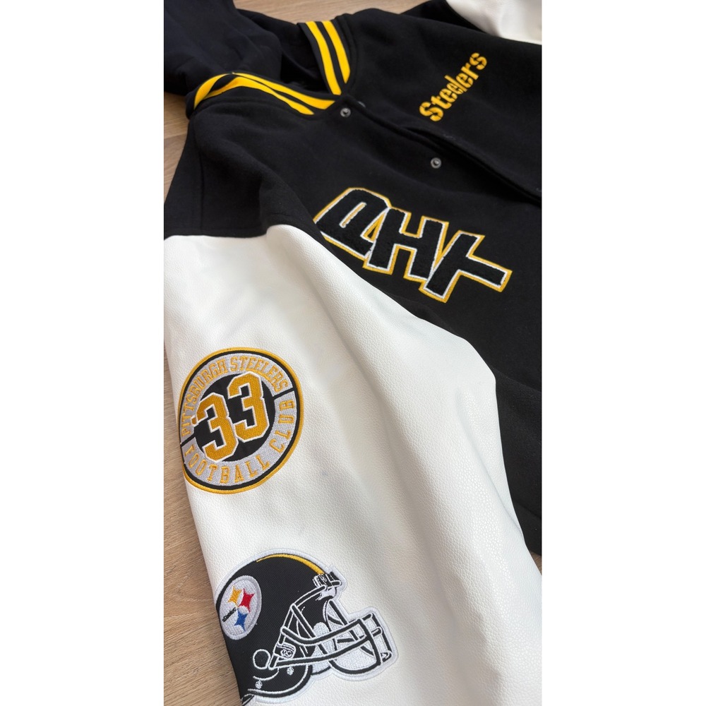 NWT BLEM Women's The Wild Collective Pittsburgh Steelers Jacket -XL-Black/White - Picture 4 of 9